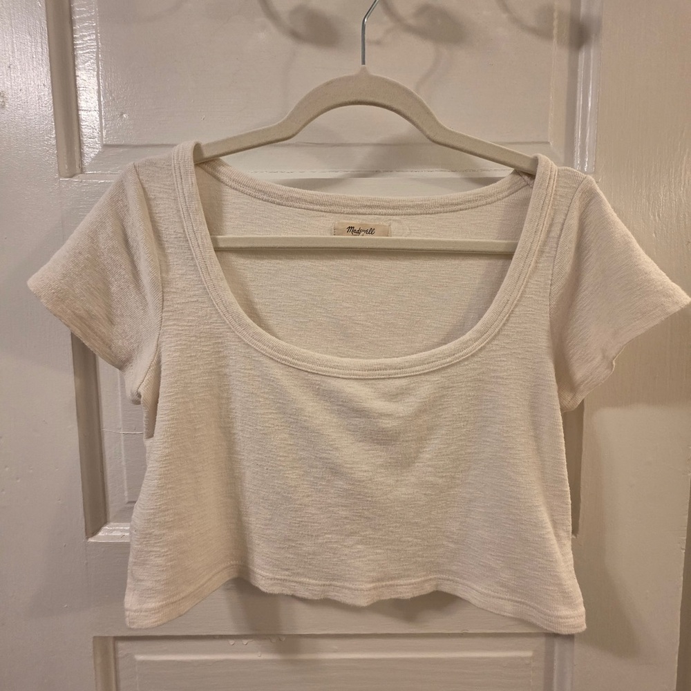 Madewell Cream Scoop Neck Crop Top